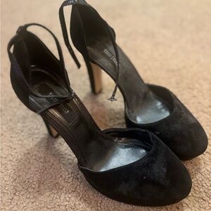 White House Black Market Black Velvet Heels